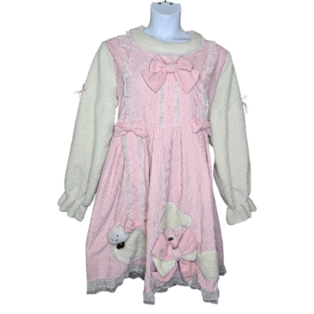 JFashion Yucele pink corduroy fluffy‎ cloud sweet Lolita kawaii dress 4X